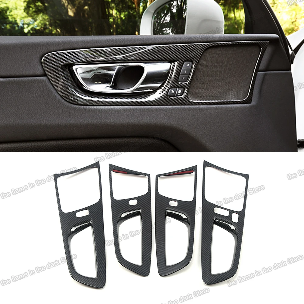 

carbon fiber abs car door sound trims for volvo xc60 2017 2018 2019 2020 2021 2022 lock button frame decoration auto styling