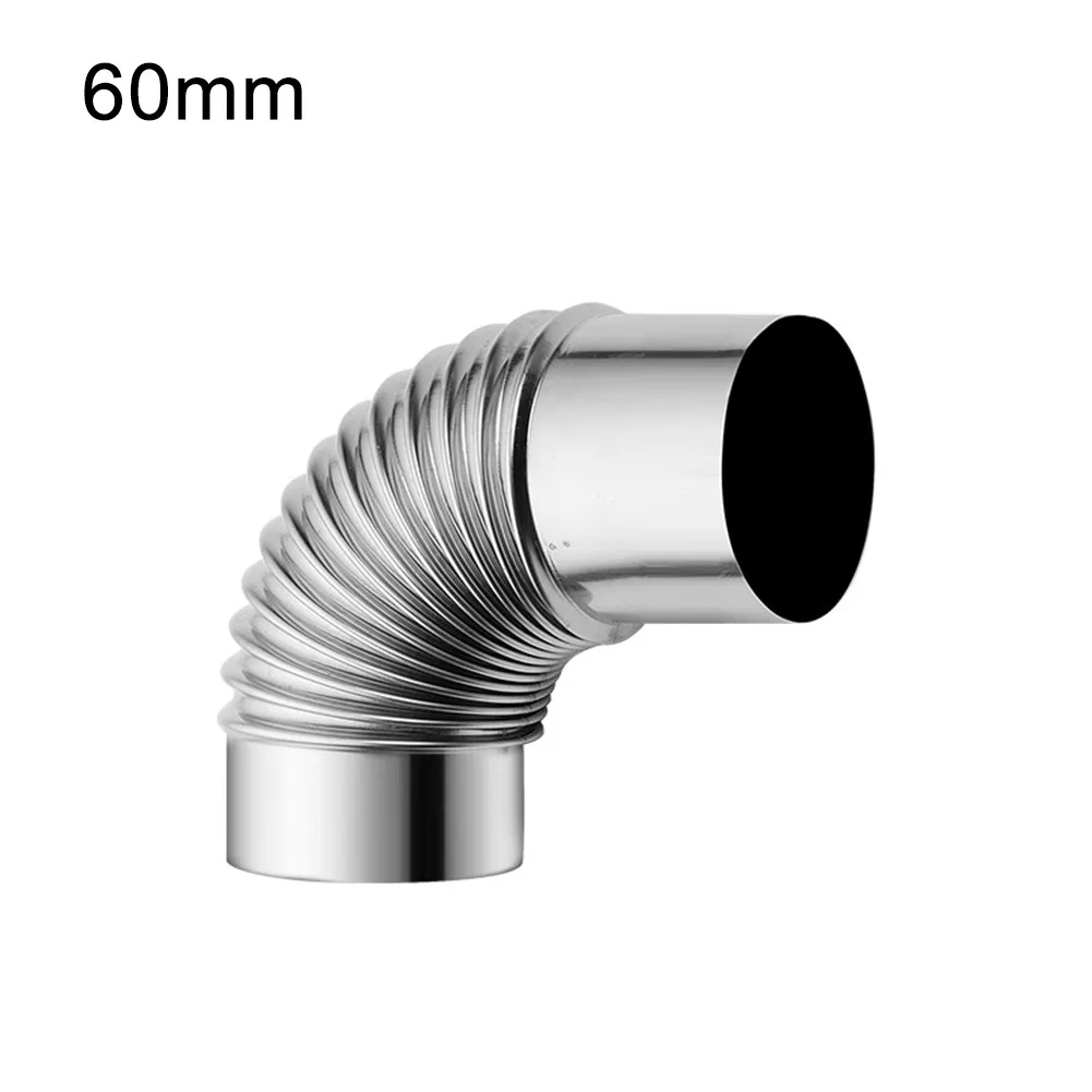 

60mm/70mm/80mm Stainless Steel 90 Degree Elbow Pipe Chimney Liner Bend 90° Multi Flue Stove Pipe Union Adapter