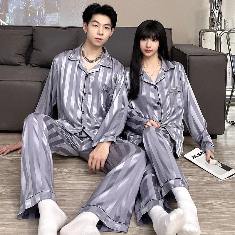 Couple Pajamas Spring and Autumn Long-sleeved Thin Section High-end Home Service Can Be Worn Outside Comfortable and Soft Suit