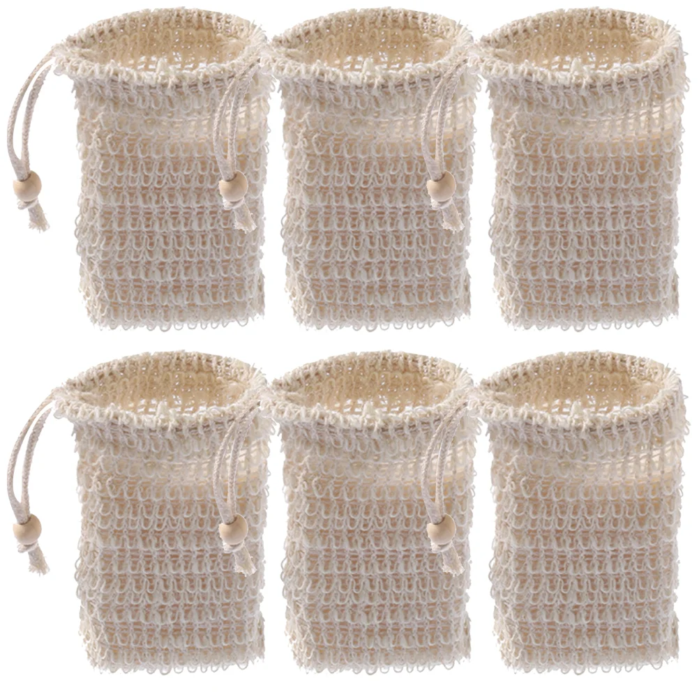 

6 Pcs Drawstring Storage Bag Bubble Foam Net Exfoliating Soap Pouch Soap Sack Saver Soap Net Foaming Net