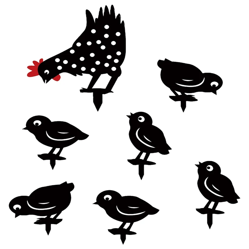 

Chicken Family Silhouette Garden Decoration, Chicken Silhouette Yard Art Outdoor Decorative Stakes For Easter Supplies