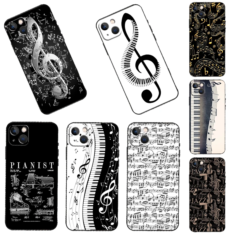 Piano Keys Musical Phone Case For iPhone 14 13 12 11 Pro Max Mini XS X XR 6 7 8 Plus SE 2020 Soft Cover Case