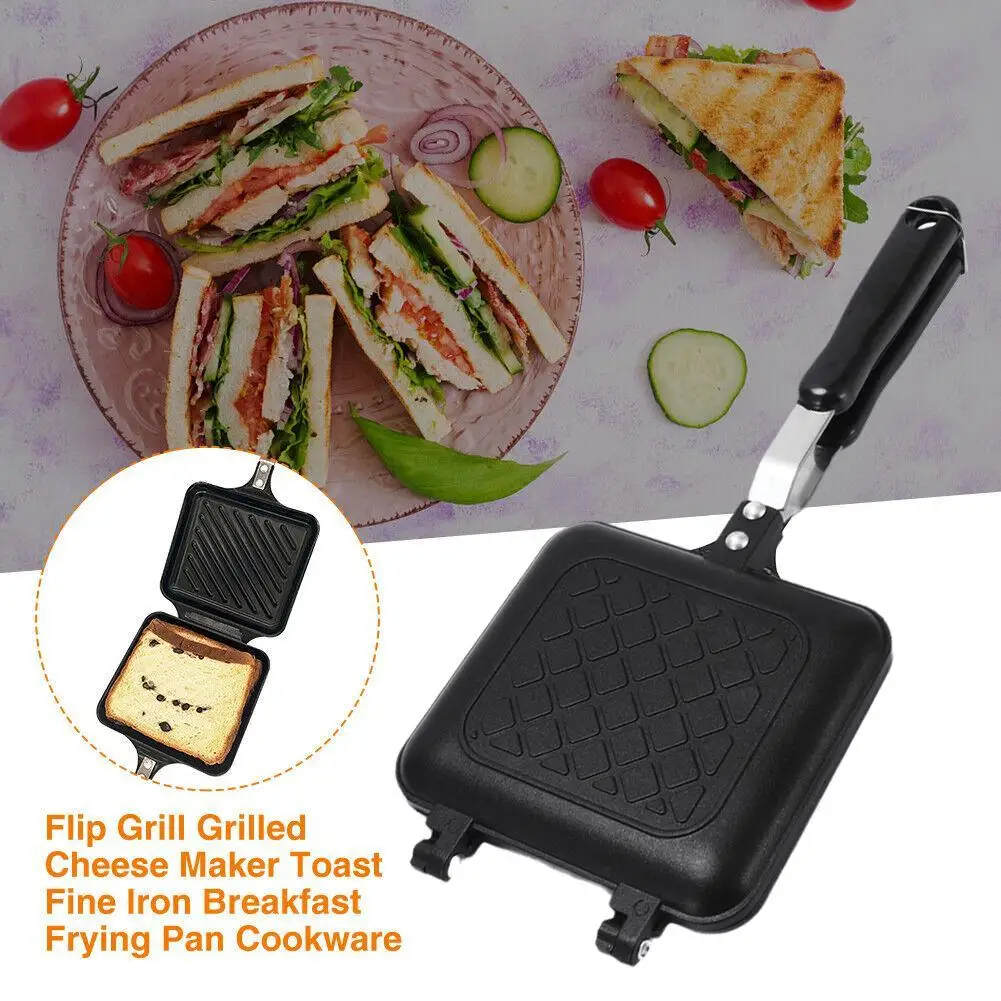 

Gas Non-Stick Sandwich Maker Iron Bread Toast Breakfast Machine Waffle Pancake Baking Barbecue Oven Mold Grill Frying Pan
