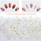 3D наклейка для ногтей, золотая луна, звезда, наклейка, белая модель, самоклеящаяся декоративная наклейка для ногтей в форме сердца для маникюра