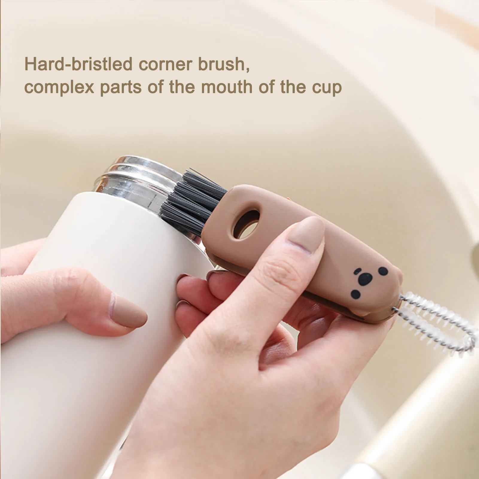 

Three-in-One Cup Lid Cleaning Brush Household Kitchen Multifunctional Folding Mini All-round Creative Cleaning Brush