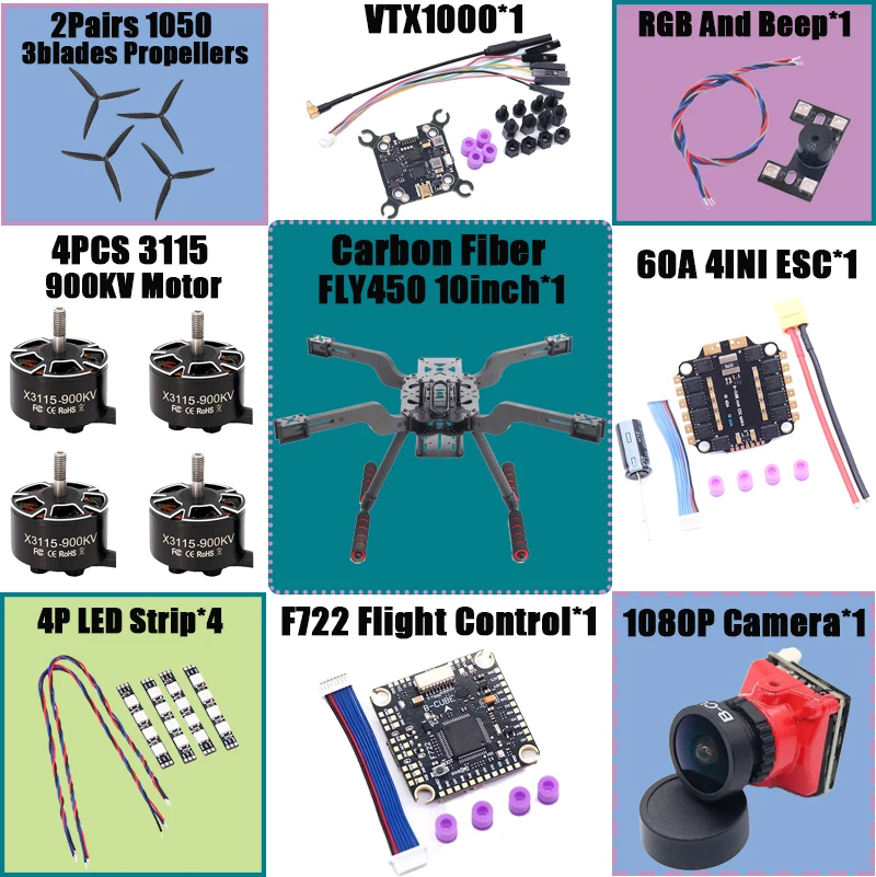 Фото B-CUBE Open Source Новый Умный Дрон FLY450 450ММ F722 Квадрокоптер-Рама RC Мультикоптер с Подвесом и Шасси Betaflight №2