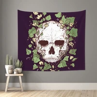 skull green leaves tapestry wall hanging hippie polyester wall tapestry boho blanket dorm decor wall cloth