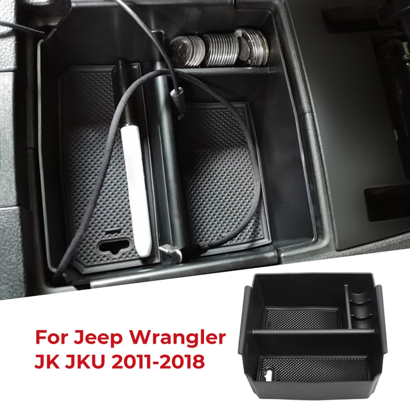 

Center Console Organizer Tray for Jeep Wrangler JK JKU 2011-2015 2016 2017 2018 Car Central Armrest ABS Secondary Storage Box