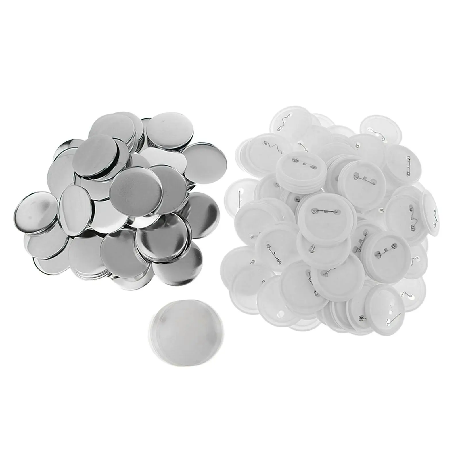 100 Sets Blank Button Making Supplies Round Badge Pin Button Parts for Button Maker Machine with Metal Cover, Base, Film