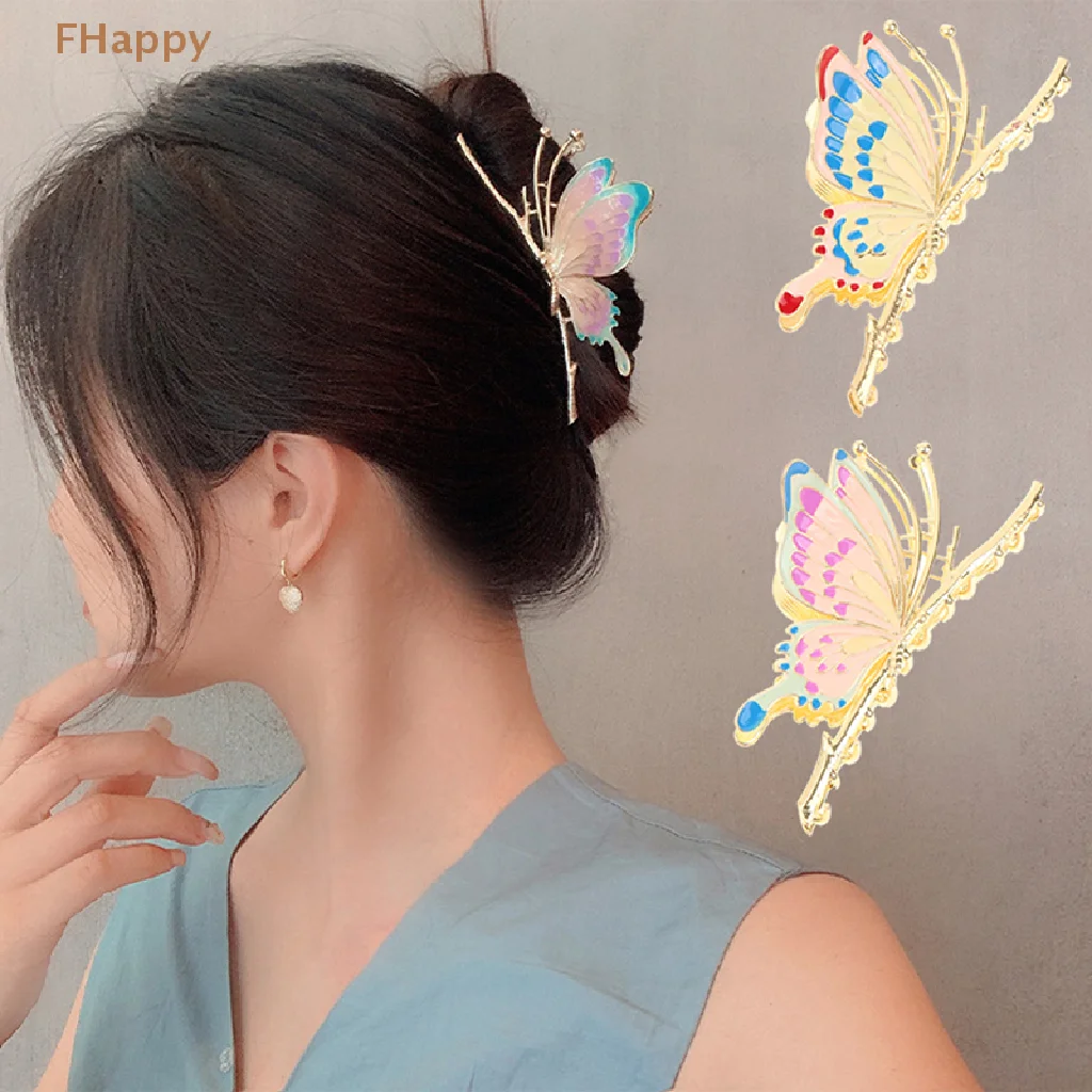 

Женские заколки для волос с бабочкой, большие металлические заколки-крабы в Корейском стиле, 2022