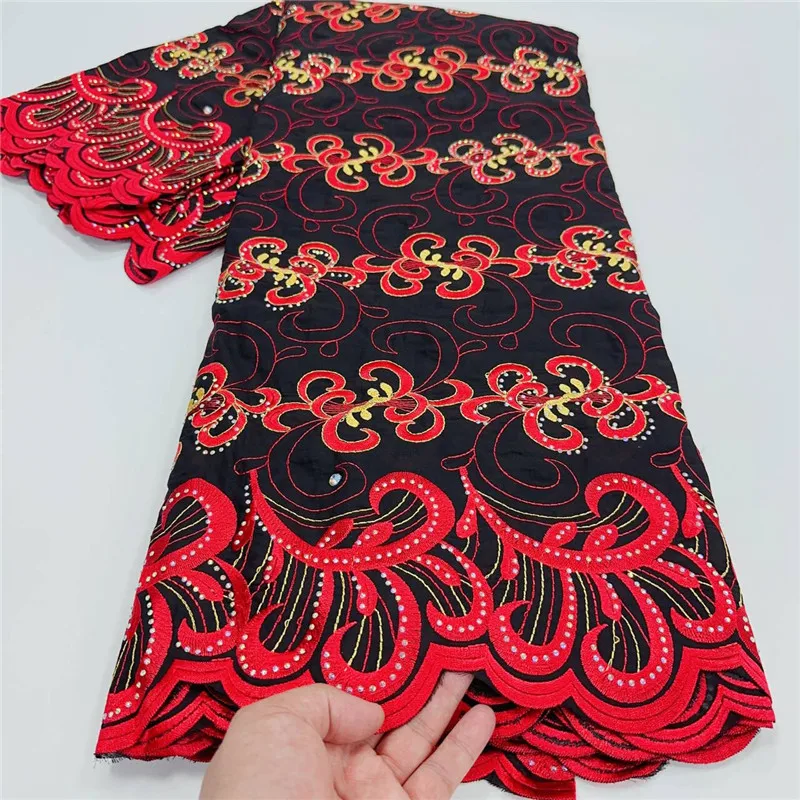 

5 yard Swiss lace fabric heavy beaded With stones embroidery African 100% cotton Swiss voile lace popular Dubai style 7L072603