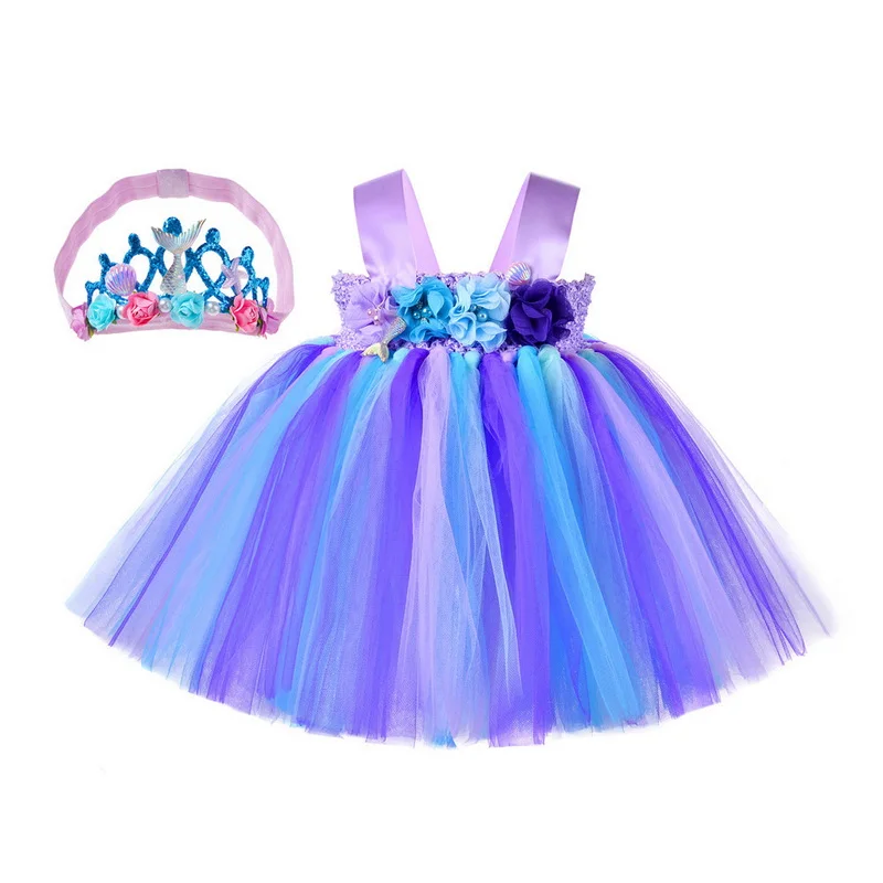 

1 Year Baby Girl Clothes Mermaid Party tutu Girls Dress Newborn Kids 1st Birthday Outfits Toddler Boutique Clothes Vestidos Blue