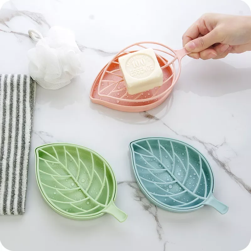 

1pc Double Layer Creative Drain Soap Box Leaf Modeling Soap Holder Soap Dish