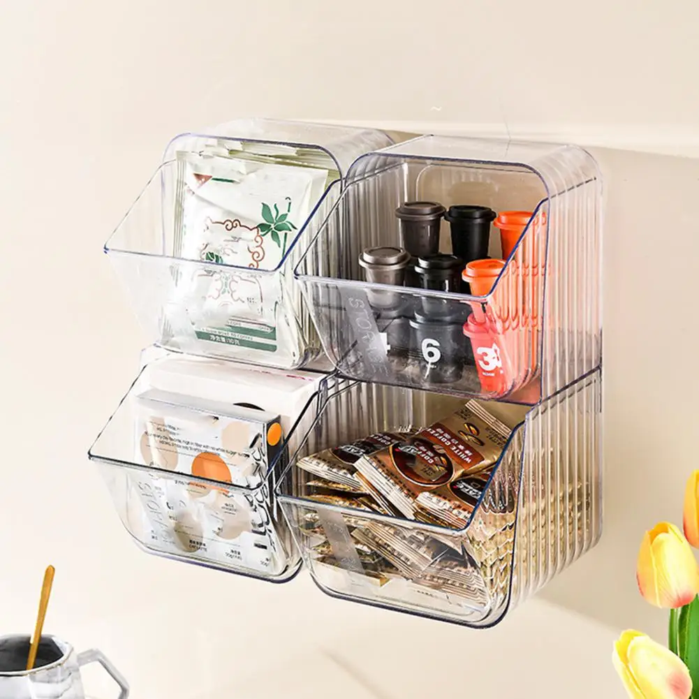 

Practical Self-Adhesive Double Layer Wall Mounted Snacks Storage Organizer Convenient Sundries Organizer Box Daily Use