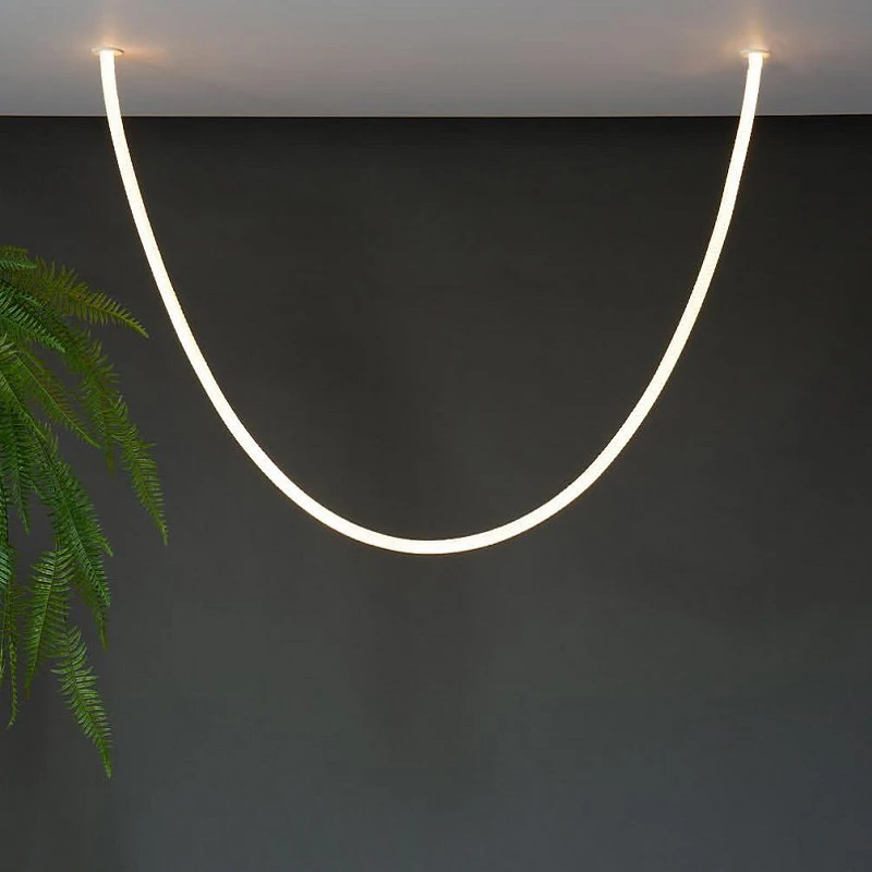 

Art Led Chandelier Pendant Lamp Light Room Decor New Modern Simple Acrylic Soft Flexible Tube Living Hotel Ceiling