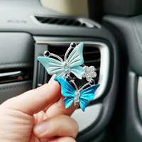metal car air conditioner outlet perfume clip diamond butterflies shape aromatherapy clip interior decoration set
