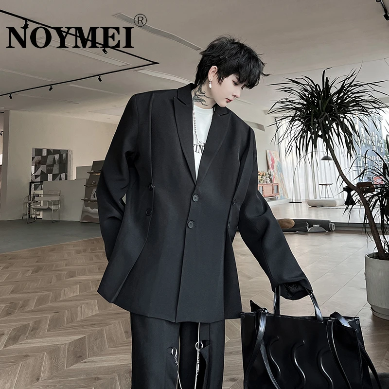 

NOYMEI Niche Suit Jacket Men's Casual Fashion Korean Style Temperament Shoulder Pad Black Trend Blazer Autumn New Top WA2478