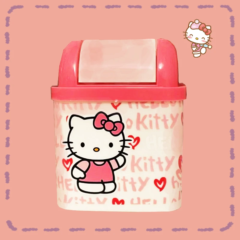 Sanrioed настольная корзина для мусора Kt Cat Kawaii аниме откидная красивое украшение