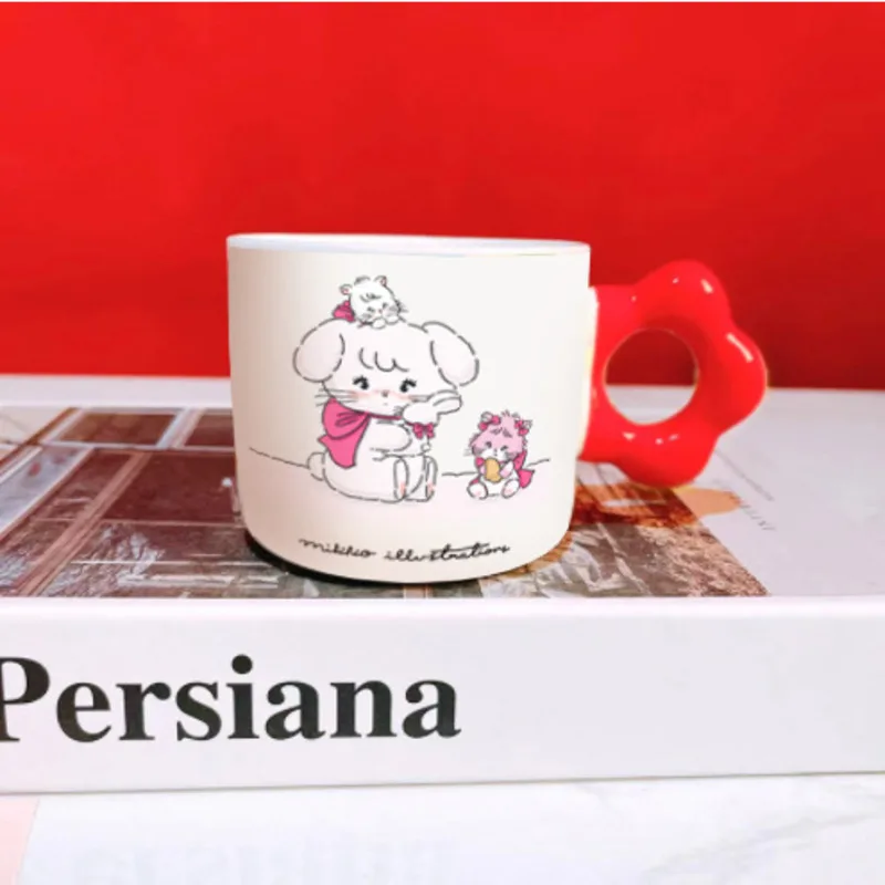 

400ml Kawaii Cartoon MIKKO Ceramic Cup Creative Flower Mug Cute Large Capacity Milk Coffee Tea Cup Drinkware Girls Birthday Gift