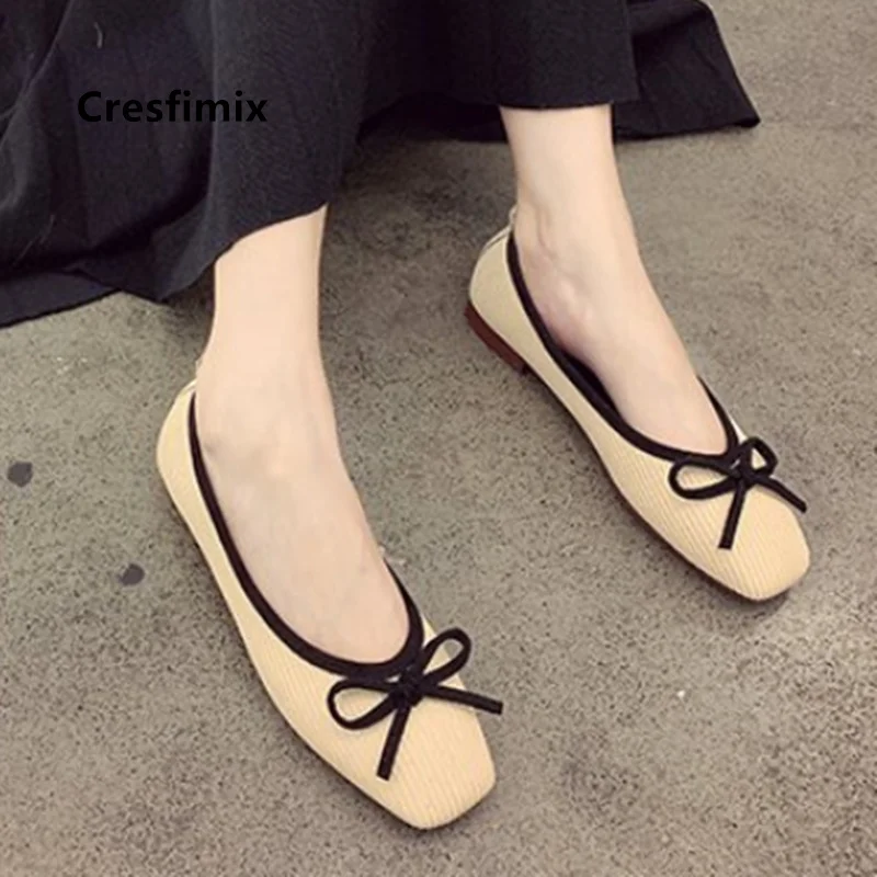 Hot Women Cute Yellow Comfort Spring Slip on Bow Tie Office Shoes Ladies Casual Flat Loafers Chaussures Pour Femmes Pumps