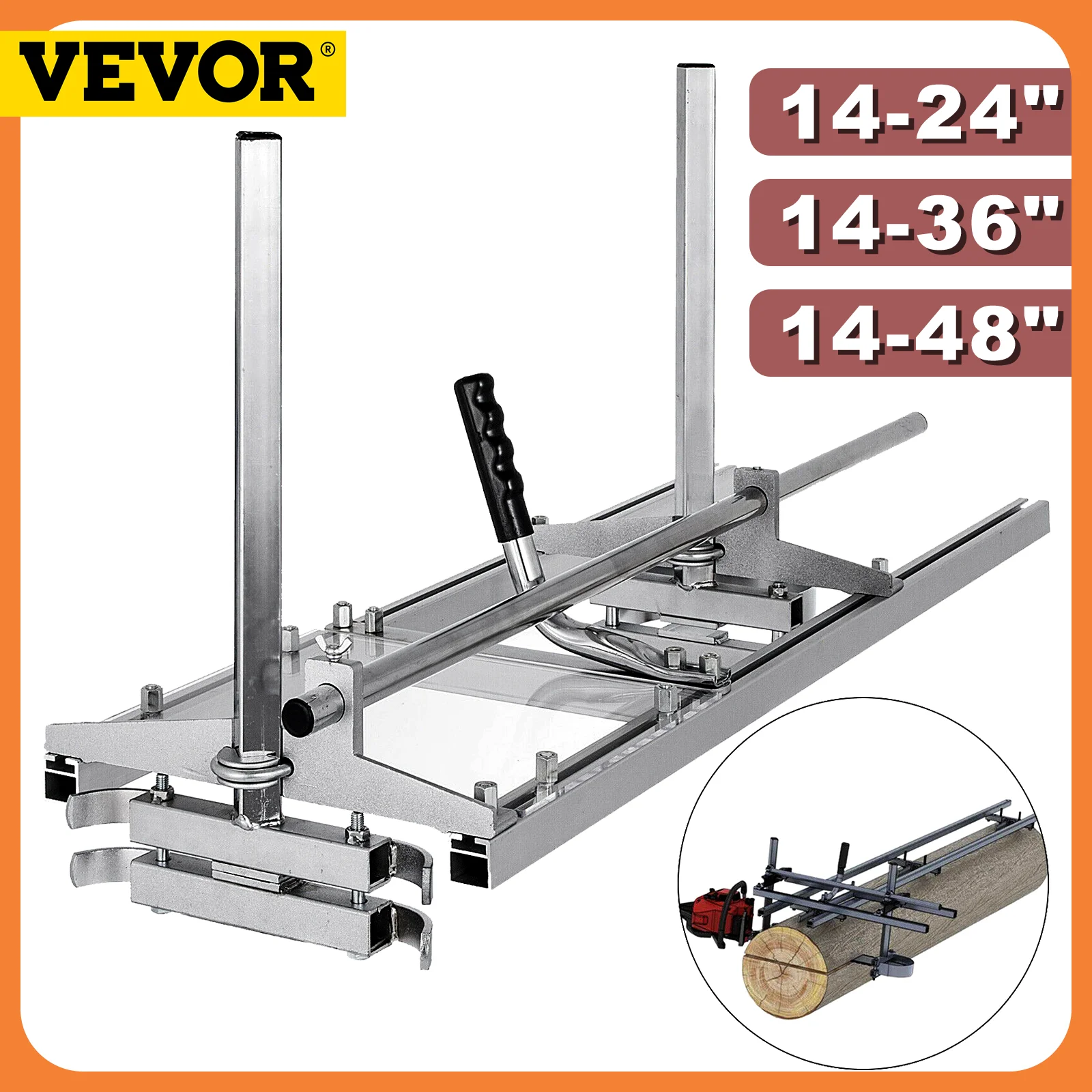 

VEVOR Chainsaw Mill Planking Milling 24 36 48 Inch Guide Bar Wood Lumber Cutting Portable Sawmill Aluminum Steel Chain Saw Mill