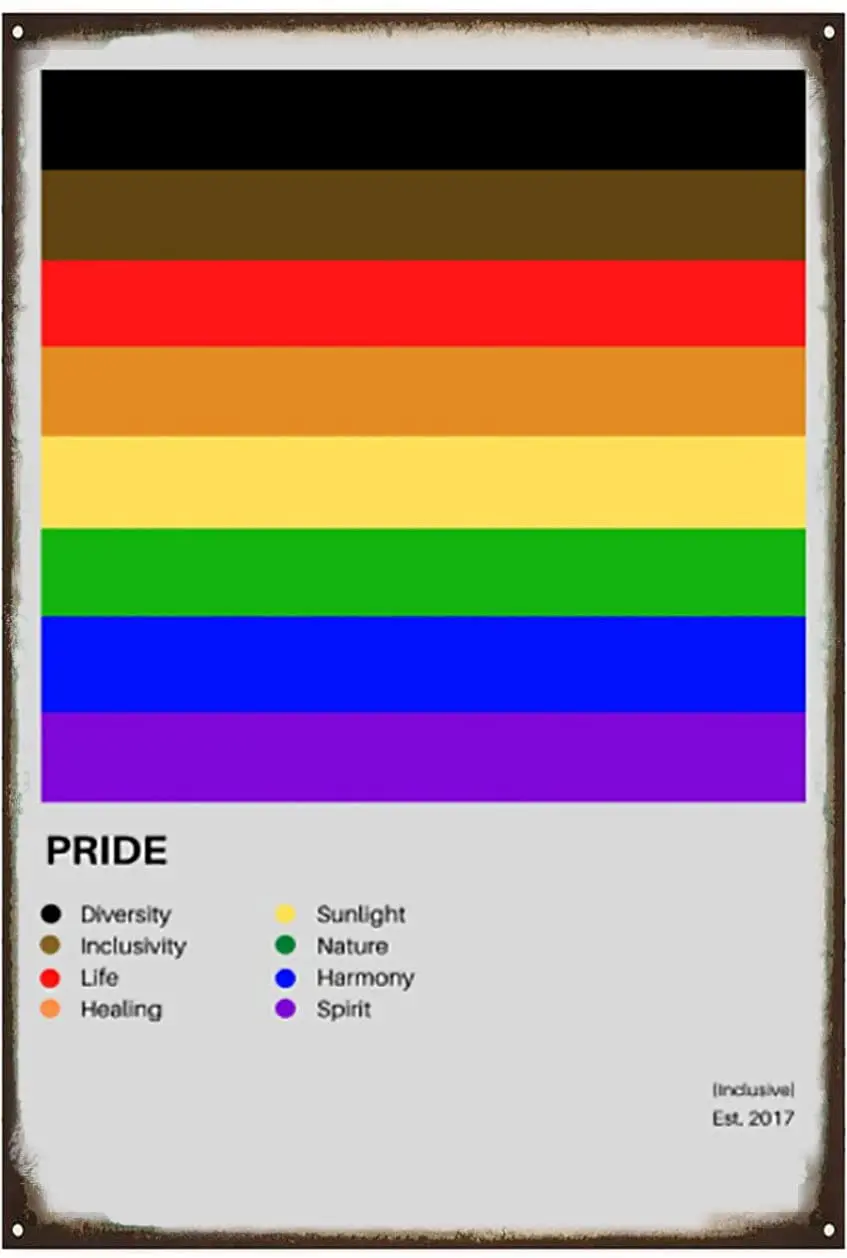 

Vintage Metal Tin Sign Wall Decor - Home/Bathroom/Classroom/Office/Cafe/Bar Decor Art Tin Sign Inclusive Pride | LGBTQ | Pride A