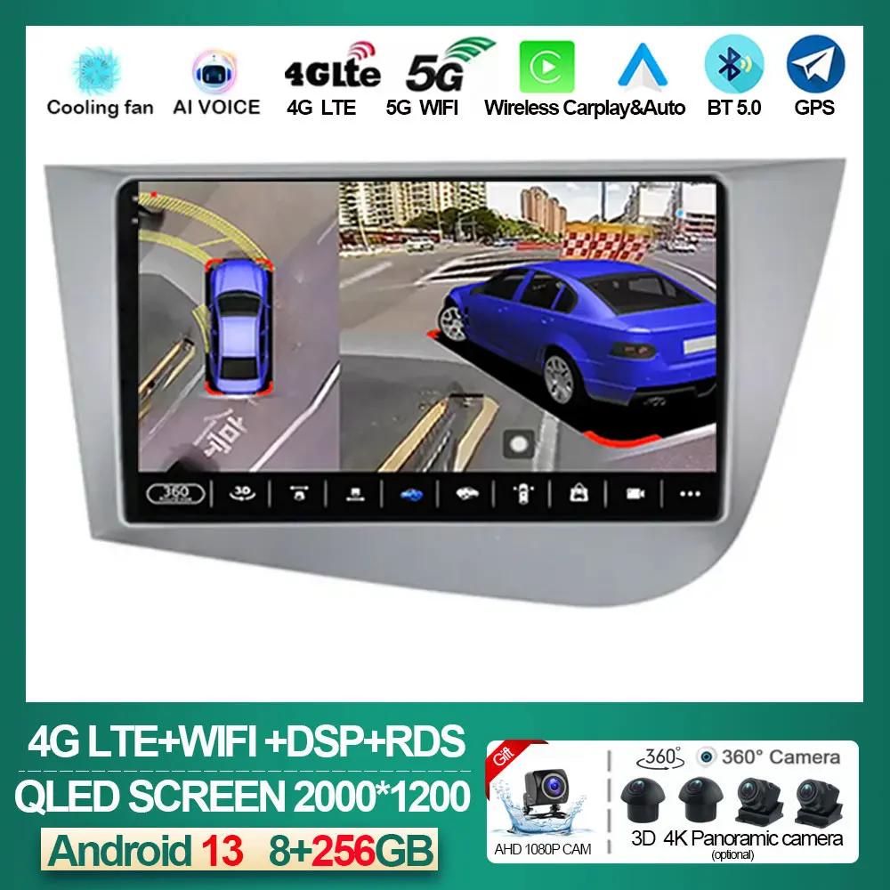 

Автомагнитола 9 дюймов, Android 13, мультимедийный видеоплеер для Seat Leon 2 MK2 2005-2012, GPS-навигация, 4G, автомагнитола 2DIN