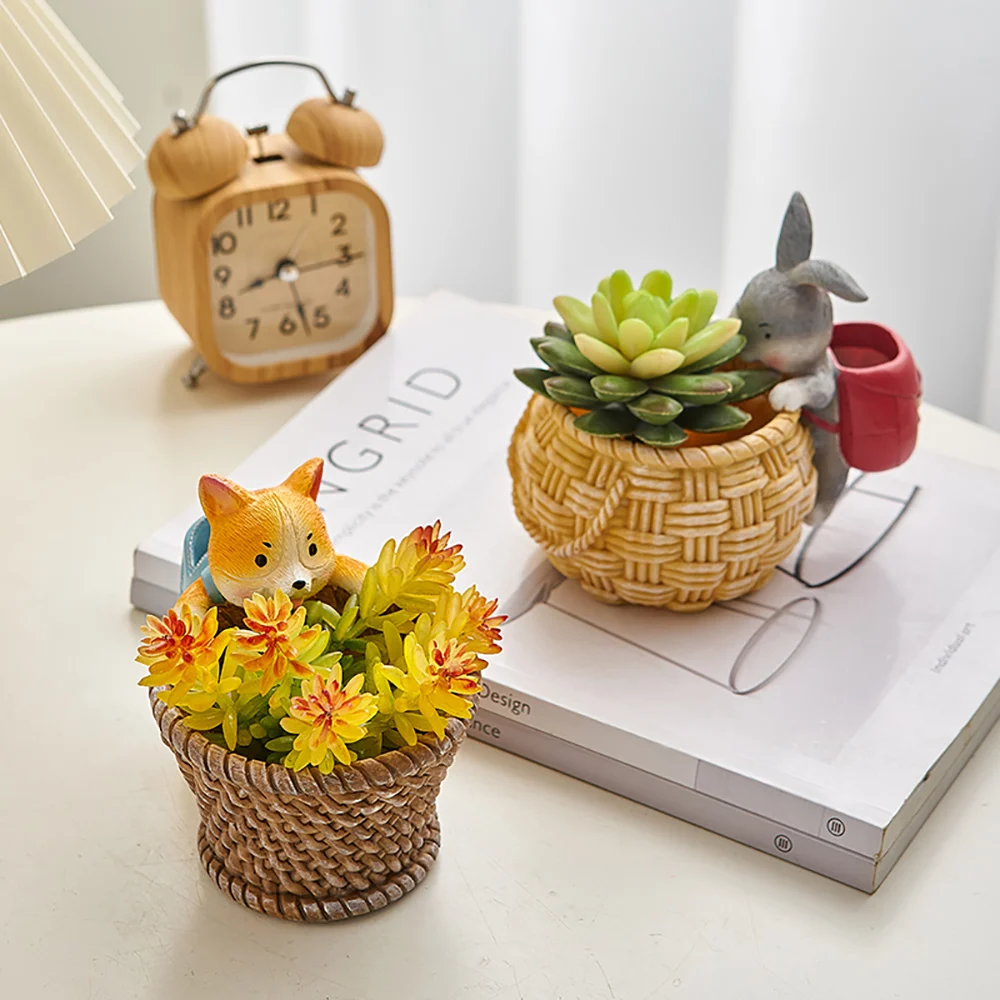 

Pet Animal Flowerpot Concrete Silicone Mold Vase Silica Gel Mould Succulent Plant Pot Mold Cement Clay Molds Home Decor