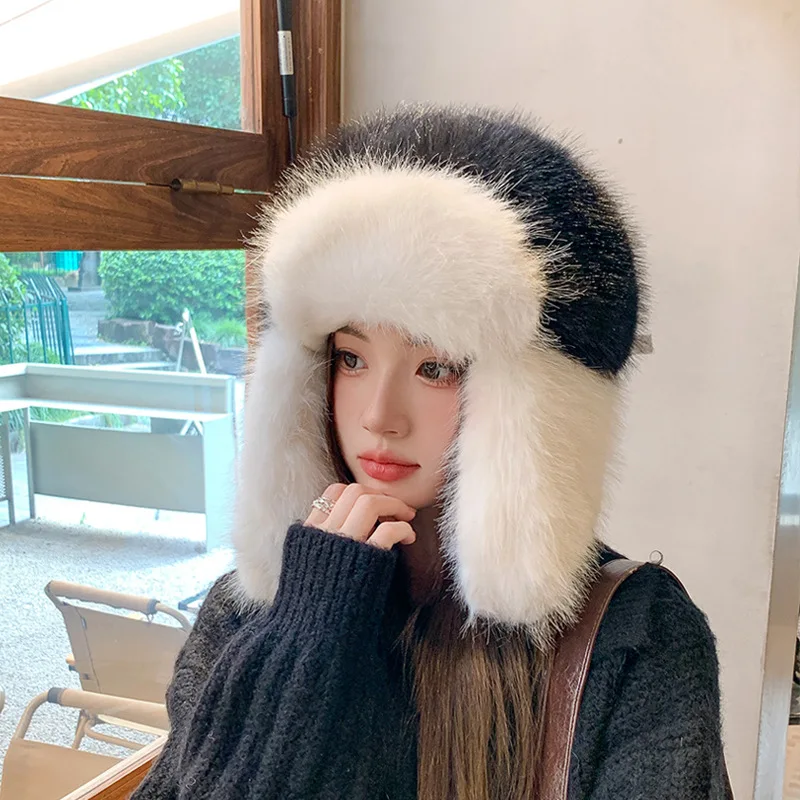 Зимняя ветрозащитная шапка с защитой ушей и рукавами уличная на сто пуху