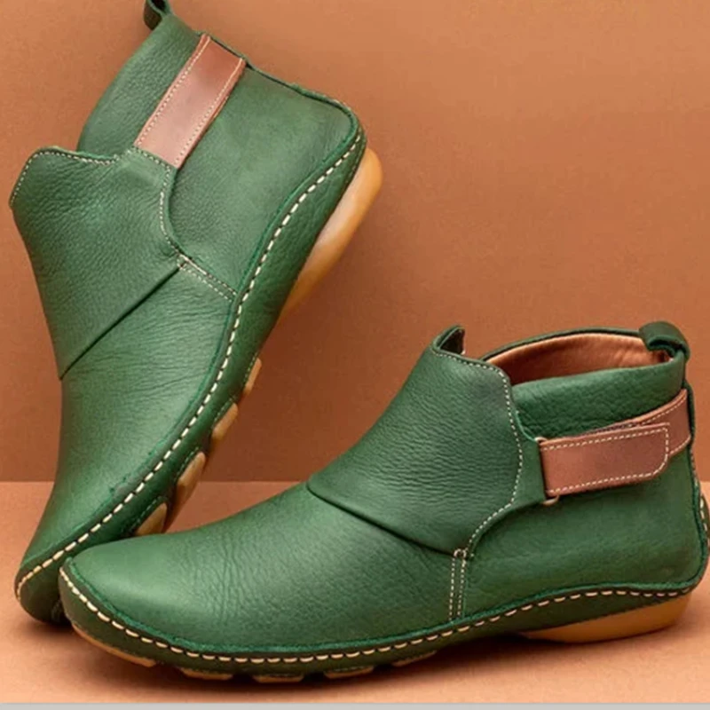 

Women's Nude Boots Gothic Shoes Plus Size 43 Women Boots Winter Leather Flat Short Boots Non-slip Fashion Vintage Designer Boots