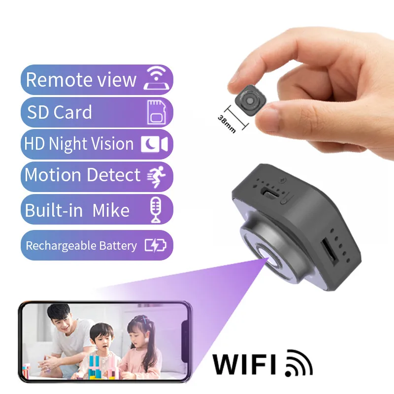 

New Portable 1080P Mini Camera Wifi Wireless Camcorder Home Security HD Small Body IP Camera with Rechargeable Battery