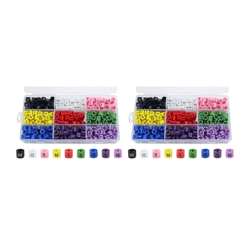 

580 Pcs Snap Retail Clothes Hanger Size Markers Garment Tags Xxs To 4Xl Size Coding Colored Dividers Hanger Sign Buckle