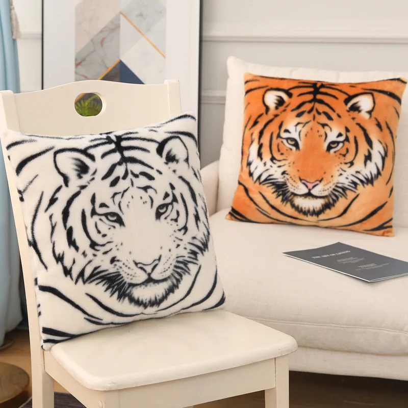 

45cm 3D Lifelike Tiger Plush Toy Stuffed Sofa Square Pillow Soft Chair Sofa Cushion Simulation Plush Tiger Animal Peluche
