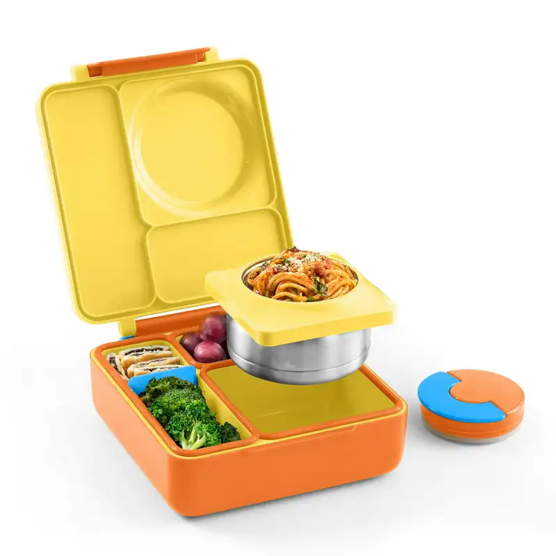 

Bento Box for kids - Insulated Bento Lunch Box with Leak Food Jar - 3 Compartments, Two Temperature Zones - (Sunshine)