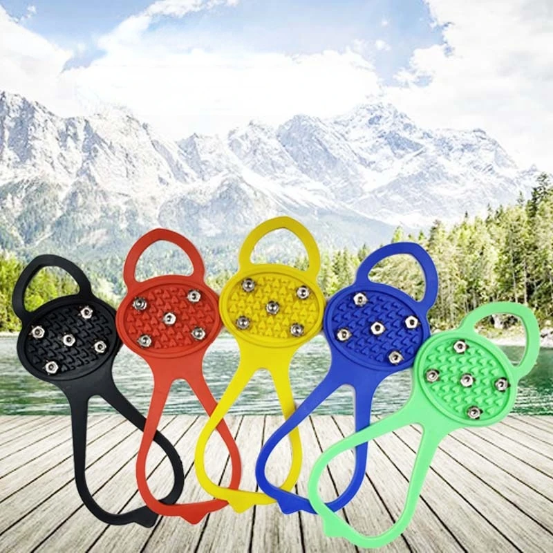 

Outdoor silicone shoe cover anti skating snow climbing shoe nail mountaineering snow claw simple 5-tooth ice claw