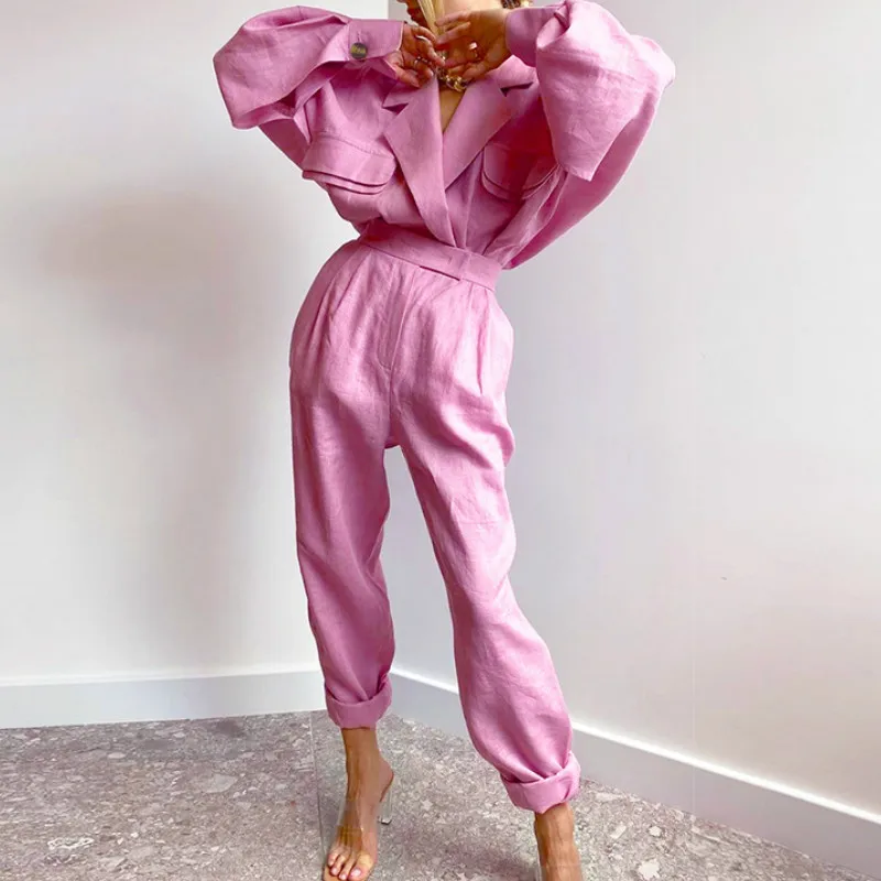 Female Batwing Longs Sleeve Blazers Womens Clothing Jackets Blue Coats Autumn Fashion Oversize Chic Cotton Linen Breasted Jacket