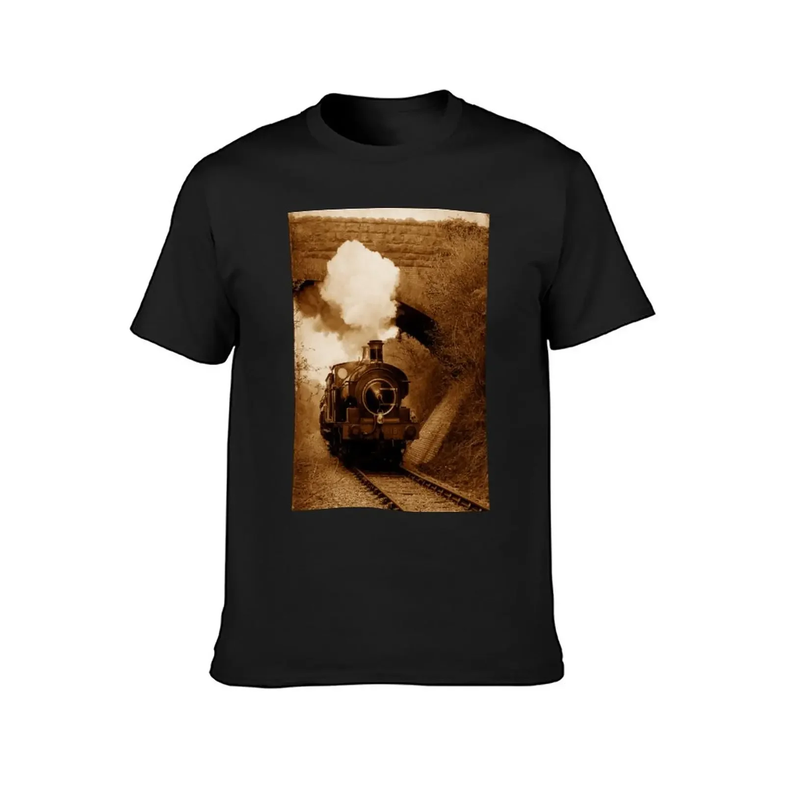 Паровоз входит под мост Shepton Mallet Somerset UK Футболки с рисунком футболки мужские