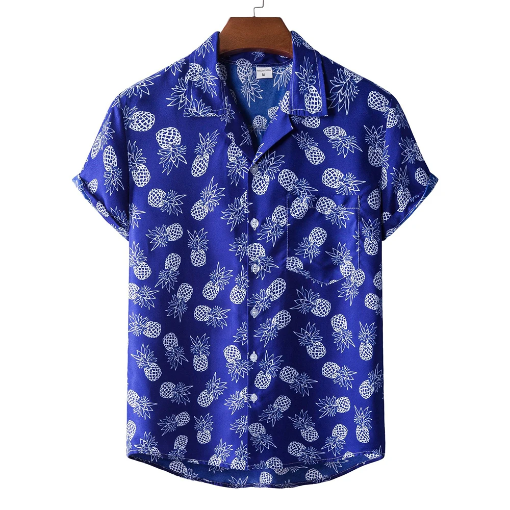 

Men's Plus Size Cotton Polyester Summer Short Sleeve Shirt Striped Breathable Hawaiian Beach Male Shirts Casual Blouse For Men