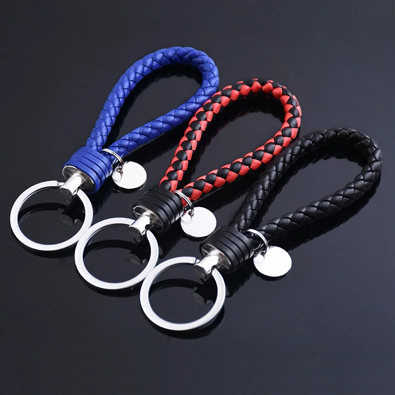 

PU Leather Strap Keychains Car Keyring Holder DIY Charm Cloth Bag Accessories Weaving Rope Chain Key Ring Cute for Women Men