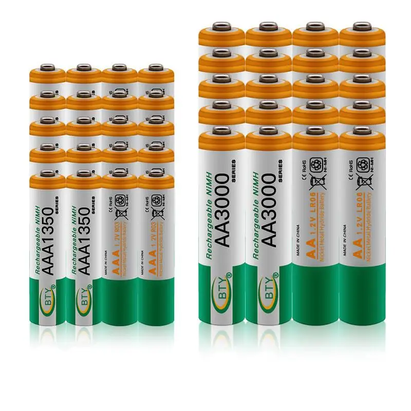 

New 1.2 V AA 3000 MAH NiMH Akku+AAA Battery 1350 MAH Rechargeable Battery NiMH 1.2 V AAA Battery Digital Cameron MP3/MP4 Player