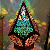 wooden projection night light bohemian hollow lamp colorful led star lights projection desk lamp bedroom decor ambient lights d