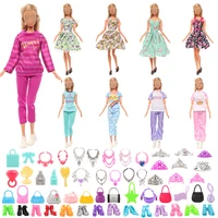 barwa 45 pieces doll clothes2 skirts2 tops pants10 shoes10 bags6 necklaces6 crowns9 makeup accessories for 11 5inch doll