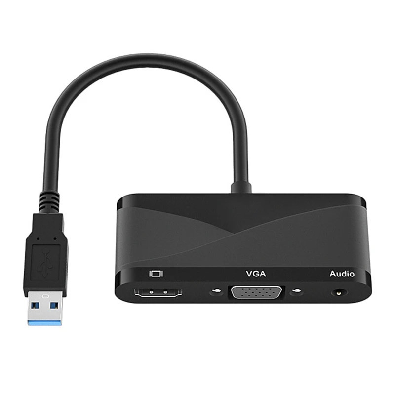 

USB 3,0 для VGA 3,5 аудио HDMI-совместимый адаптер 3 в 1 док-станция HD 1080P раздельная фотография