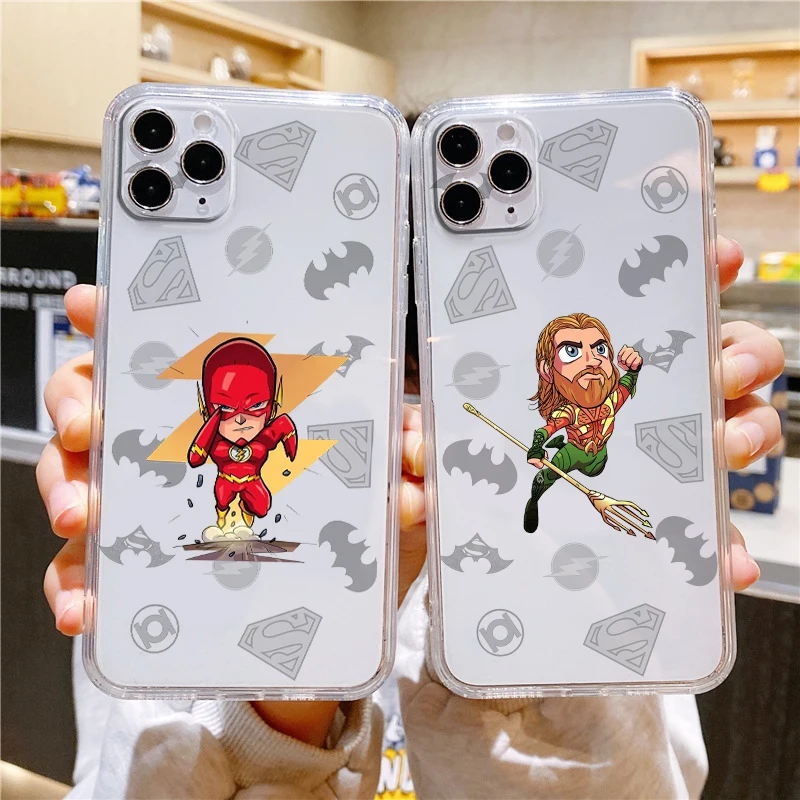 

Aquaman The Flash Cartoon Phone Case For iPhone 14 13 12 Mini 11 XS Pro Max X XR SE 2020 8 7 6 5 Plus Transparent Cover