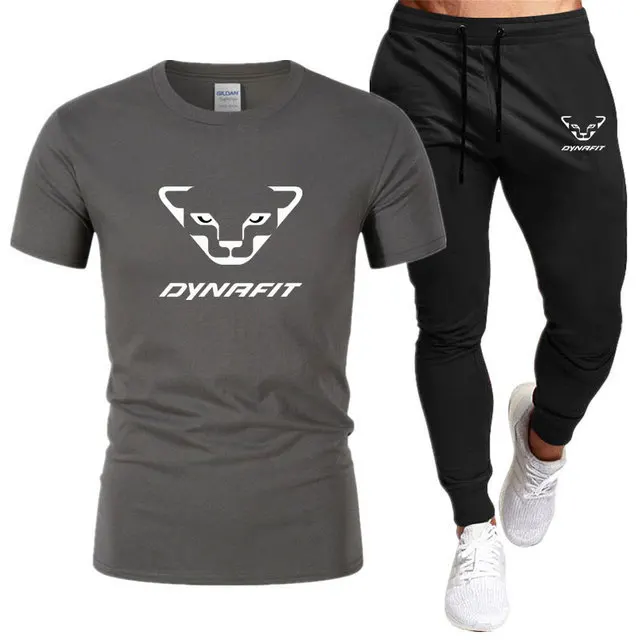 2023 Summer new brand DYNRFIT Men's sports T-shirt + trousers suit casual breathable jogging pants hip hop fashion clothing