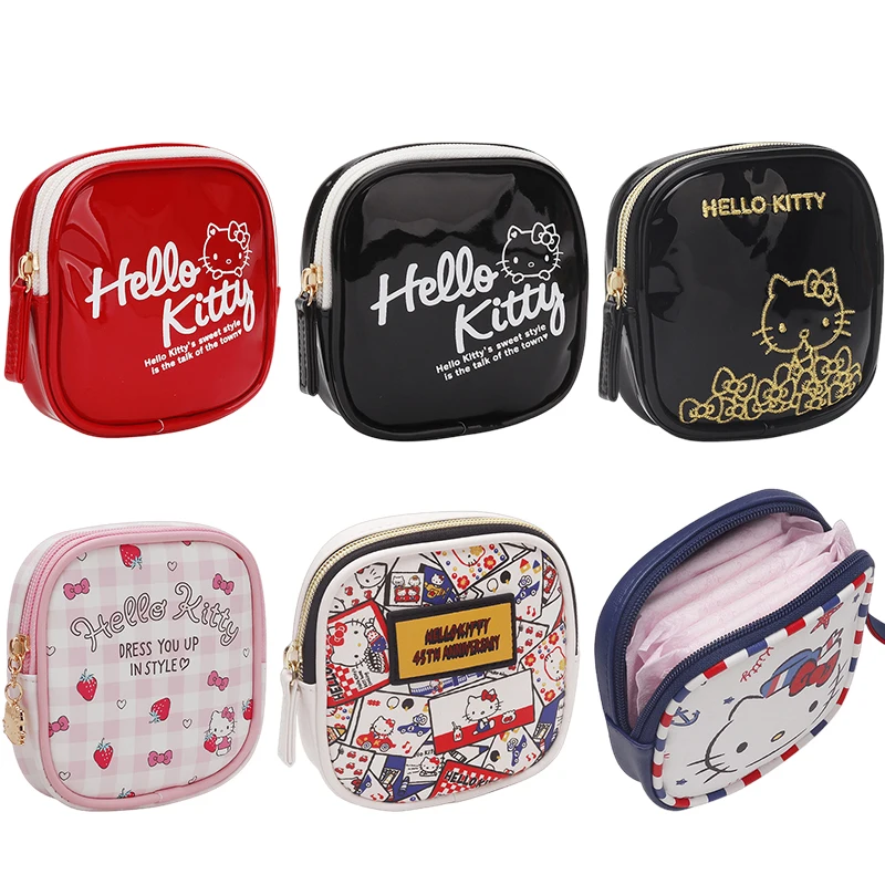 

Hello Kitty Sanitary Napkin Storage Bag Anime Cartoon Hellokt Large-Capacity Pouch Portable Key Wallet Coin Purse for Girls Gift