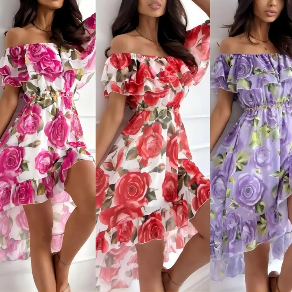 

Floral Print Sexy Backless Ruffles Summer Casual Party Dresses Womens 2023 Cortos Boho Vestidos Femininos Elegante Soltinho