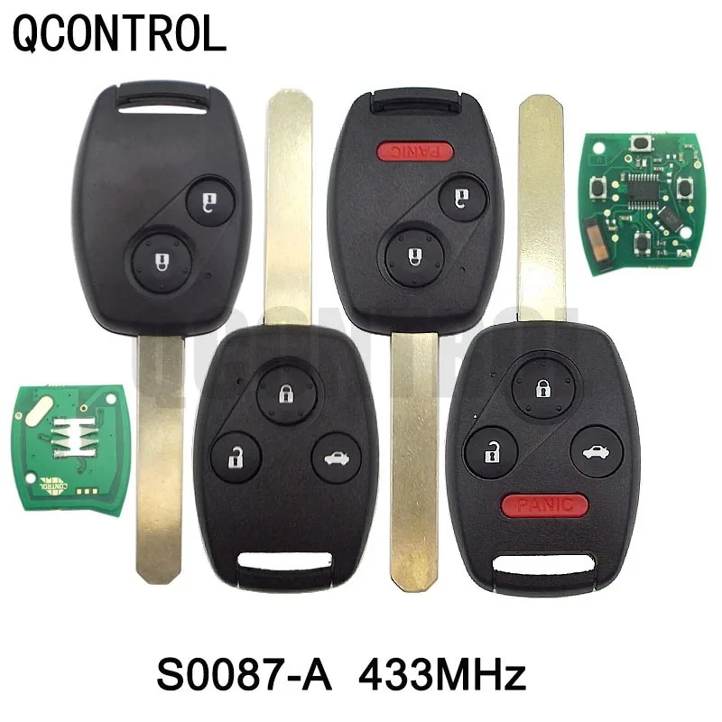 

QCONTROL Remote Key for Honda S0087-A Accord Element Pilot Civic CR-V HR-V Fit Insight City Jazzs Odyssey with ID46 Chip 433MHz