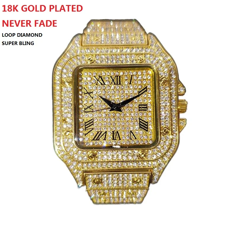 

Luxury Men's Watches Simple Square Dial Quartz Wristwatch Classic Diamond Stainless Steel Clock Relogio Masculino