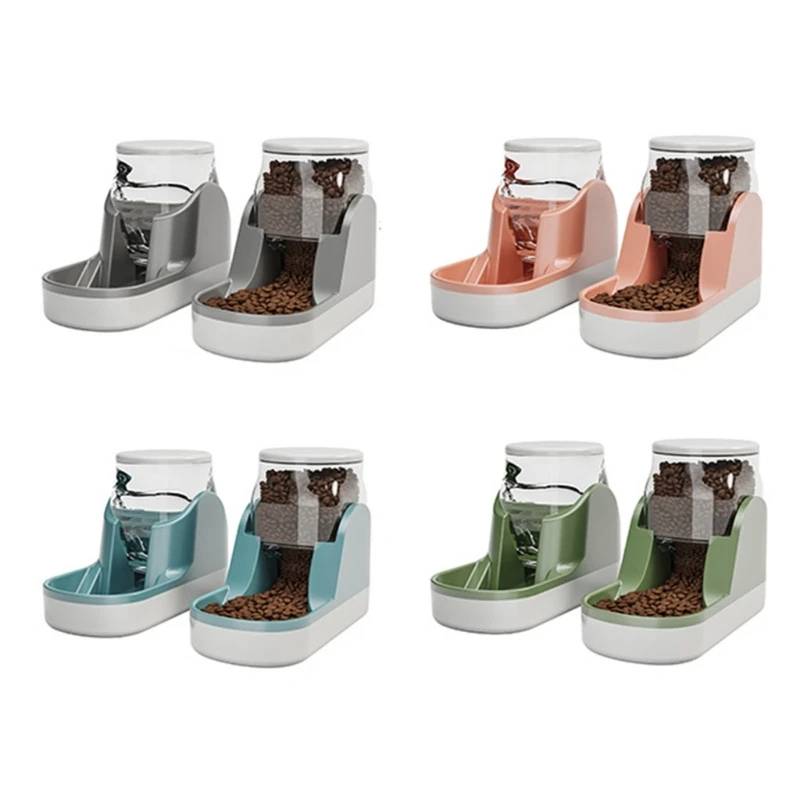 

Pet Feeder and Waterer Self-Dispensing Gravity Feed Automatic Feeders Food and Water Dispenser Dogs Cats Food Bowl